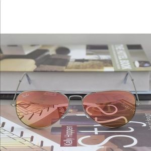 Rayban pink / silver polarized aviator sunglasses